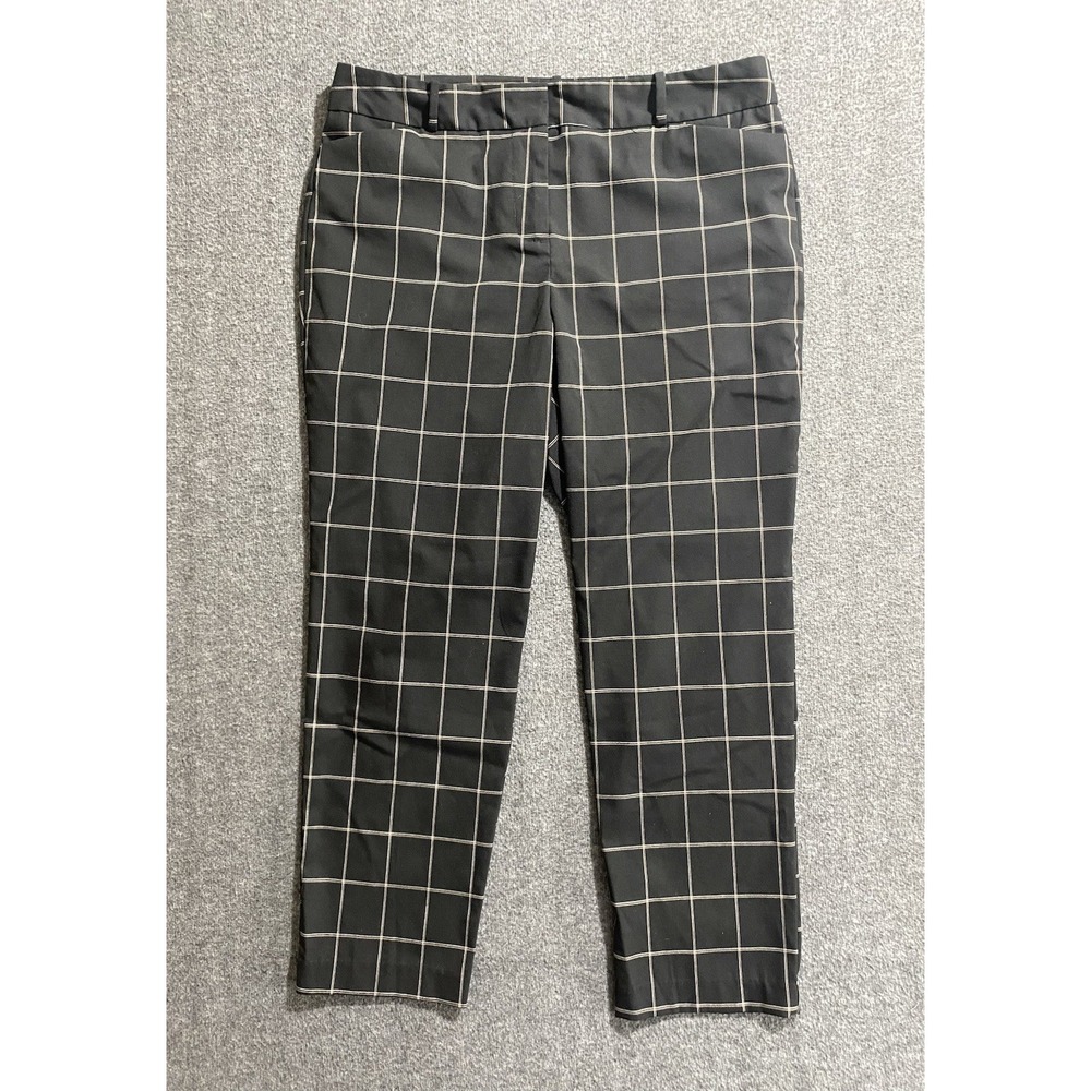 Liz Claiborne Emma Classic Trouser Pants Black White Check Plaid Womens 10
